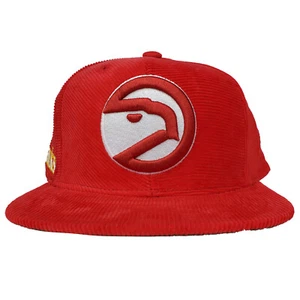 Atlanta Hawks Mitchell & Ness NBA Snapback Hat Cap 3D Logo Red Corduroy NWT - Picture 1 of 8