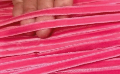 vintage velvet ribbon 1/4" trim true rose 95"pc made in Switzerland - Image 1 of 4