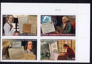 Scott #4024a Benjamin Franklin Plate Block of 4 Stamps - MNH - Picture 1 of 1
