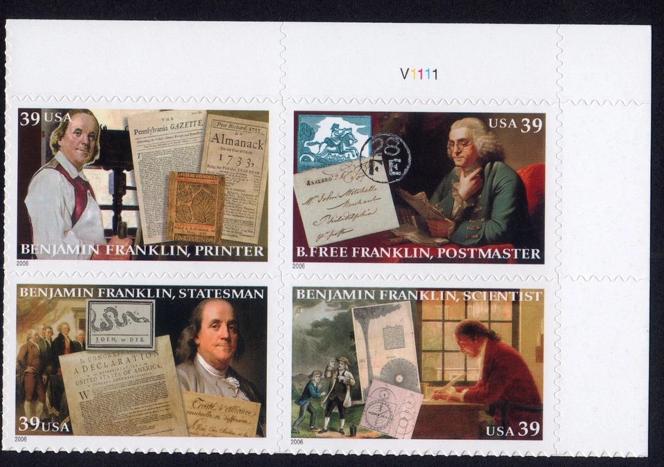 Scott #4024a Benjamin Franklin Plate Block of 4 Stamps - MNH - Image 1 of 1