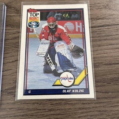 1991-92 Topps #290 Olaf Kolzig - NM-MT RC Top Prospect - Image 1 of 2