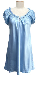 Oscar De La Renta Pink Label Ruffled Rommance Short Sleeve NightGown Baby Blue