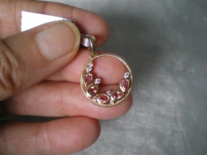 Padparadscha Sapphire & Zircon pendant, 1.15 carats, 2.56 grams 9K Yellow Gold - Picture 1 of 11