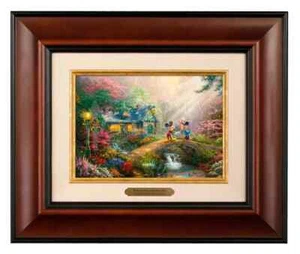 Thomas Kinkade Disney Mickey and Minnie Sweetheart Bridge 5 x 7 Brushwork Framed - Picture 1 of 4