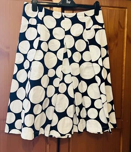 Epilogue Navy Blue Bold White Polka Dot Flared Skirt UK12 L25" - Picture 1 of 6