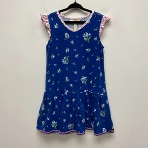 Matilda Jane Girls Blue Floral V-Neck Flutter Sleeve Photo Op Fit Flare Dress 8 - Picture 1 of 8