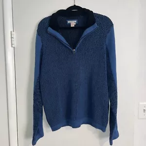 carbon 2 Cobalt heavy cotton 1/4 zip men’s size medium long sleeve sweater blue - Picture 1 of 8