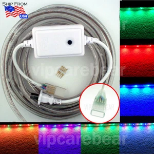 3ft-147ft 110V 3528 RGB Color SMD 60 LED/M Strip Rope Light Waterproof + Control - Picture 1 of 7