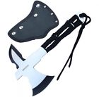 Mini Throwing Axe | 8" Overall Full Tang Silver Blade Cord-Wrap Handle Tomahawk