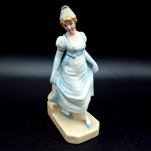 Antique Bisque Toothpick holder figurine German? Lady in Regency style gown Blue - Picture 1 of 16