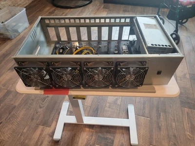 Estuche de plataforma de minería para 8 GPU con placa base Intel CPU 8 GB RAM 64 GB SSD 4 x ventiladores Foto 1 de 4