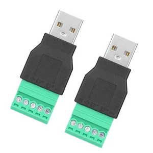 2Pcs USB Male Plug To 5 Pin Screw Terminal Adapter Connetor Replacement New - Zdjęcie 1 z 7