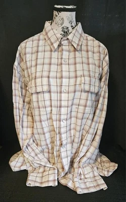 Sean John Long-sleeved Snap Buttondown Casual Shirt Men's XL Tan Plaid - Image 1 of 4