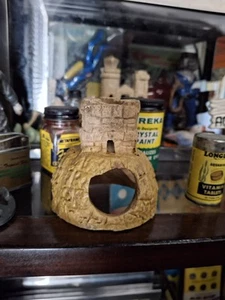 Vintage Old Antique Aquarium Early American 1940s Ceramic Yellow Clay Castle - Picture 1 of 8