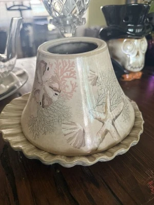 Yankee Candle Vieira Almeja Sea Shell Plato Vela Grande 2011 Oasis Ocean Beach Foto 1 de 4