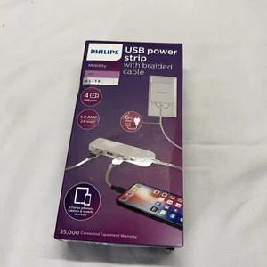 PHILIPS Ultra Slim 4 Port USB Charger, Desk USB Charger Home Office - Picture 1 of 7