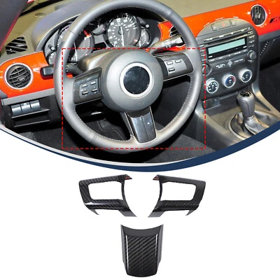 Cubierta de botón del volante para Mazda-MX-5 Miata NC 2009-2014 carbono seco Foto 1 de 4