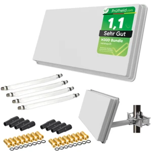 Sat Flachantenne H30D4+ mit Fensterhalterung Digital Quad Sat Anlage für 4TV - Bild 1 von 9