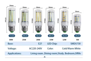 E14 E27 Screw/B22 Bayonet LED Corn Bulbs7W 12W 15W 20W 25W 30WHigh Powered Light - Picture 1 of 23