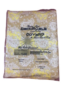 Vintage Decorcale Comforter Cover Pink Paisley Yellow/Tan 80 X 80 Percale - Picture 1 of 2