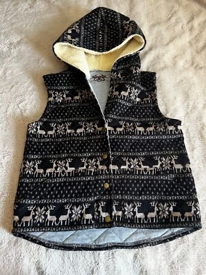 Chaleco acolchado Free People talla M Fair Isle Moose capucha de oveja Foto 1 de 4