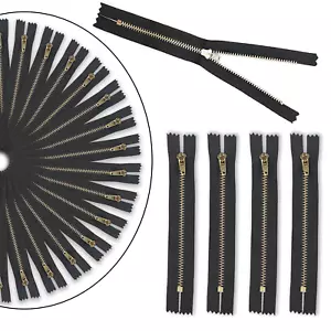 YKK con cremallera cerrada con cremallera de dientes dorada para bolsos artesanales de cuero carteras - Imagen 1 de 37