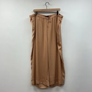 Banana Republic Satin High Rise Elastic Waist Relaxed Wide Leg Pants Tan XXL - Picture 1 of 7