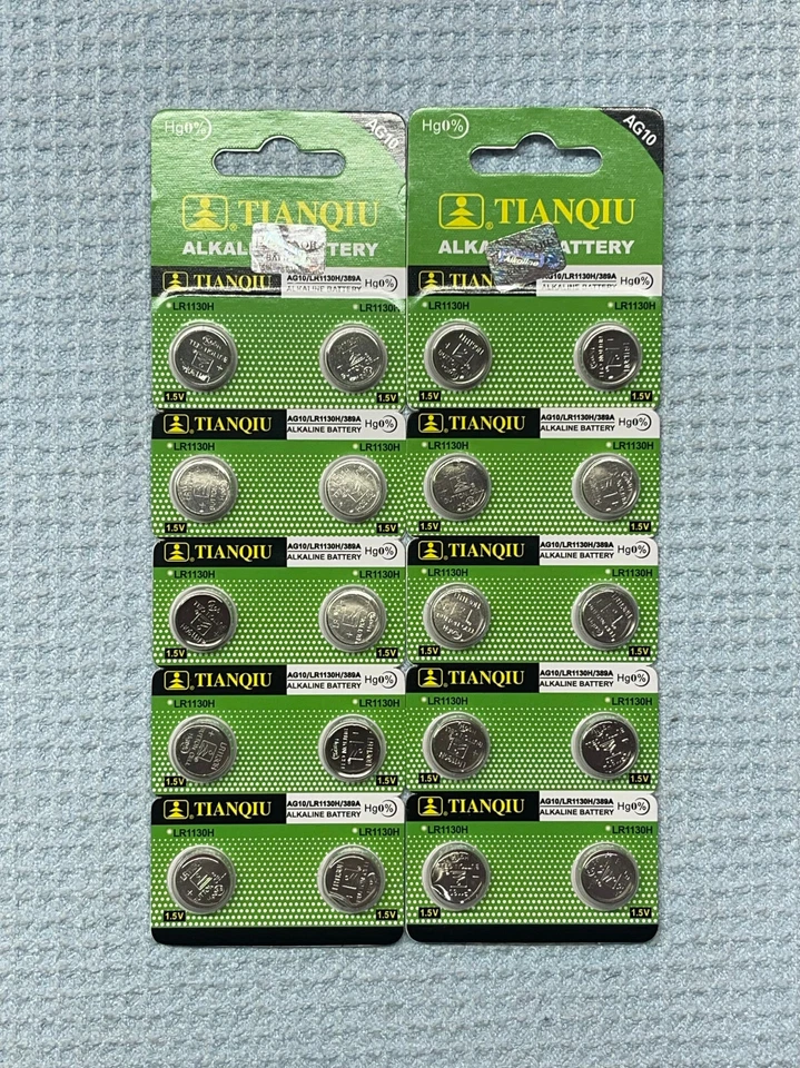 20 X AG10 L1130 SR1130W GP89A LR1131 G10 0%Hg ALKALINE WATCH REMOTE BATTERY - Image 1 of 1