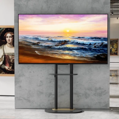 Soporte de piso de TV de alta resistencia de 40-75" estante de piedra sinterizada montaje de TV altura ajustable Foto 1 de 4