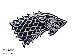 Game of Thrones House Stark Wolf Direwolf Sigil Logo Embroidered Iron On Patch - Picture 1 of 2