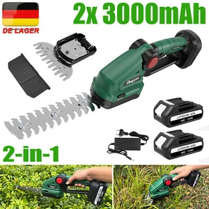 Akku Heckenschere Strauchschere Gartenschere Grasschere Rasensche mit 2 Batterie - Bild 1 von 14