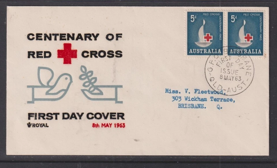 Australia "Royal" 1963 Red Cross Pair First Day Cover Brisbane - Image 1 of 1