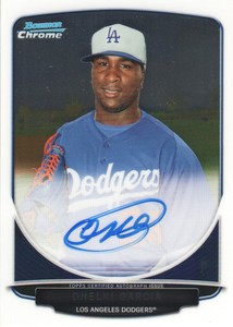 2013 Bowman Chrome Prospect Autographs Dodgers Baseball Card #OG Onelki Garcia 
