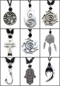 Men Surfer Choker Necklace Pendant Hook Sun Black Hemp cord  Adjustable B19 - Picture 1 of 17