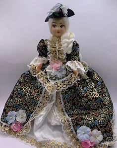 Viktorianische Puppe Made in Italy besticktes verziertes Kleid 10,5 Zoll Puppe Sammlerstück - Bild 1 von 13
