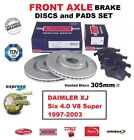 FOR DAIMLER XJ Six 4.0 V8 Super 1997-2003 FRONT AXLE BRAKE PADS + DISCS (305mm)