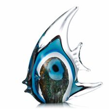Blue Stripe Tropical Fish Tooarts Glass Sculpture Ornament Christmas Gift X2U9