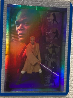 Tarjeta de lámina prismática Star Wars: Attack of the Clones #7/8 MACE WINDU 2002 EX/EX+ Foto 1 de 2