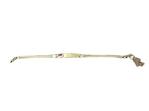 Vintage Jacoby Bender 1/20 10k GF Tassel ID Bracelet, Gold Bar with Jewel  - Picture 1 of 7