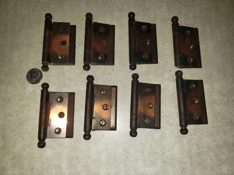 Vintage? Antique? Japanned Flash Copper? Set Of 8 Matching Closet Hinges,Salvage Cover