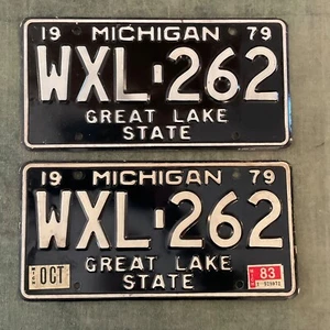 Coppia Targhe Michigan 1979 1983 Abbinate # WXL-262 Targhe Oscuranti Uso YOM - Foto 1 di 1