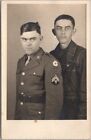 c1940s WWII Military RPPC Photo Postcard Two Soldiers in Uniform / Brothers?