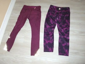 LULULEMON~2 PAIR~AMIMAL GEOMETRIC PRINT~REFLECTIVE~LOGO~ATHLETIC LEGGINGS~SIZE 2 - Picture 1 of 11