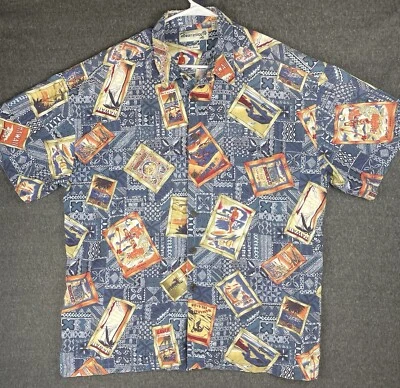 Camisa Robert Stock Para Hombre XL Estampado Hawaiano Manga Corta Abotonada Mezcla Rayón Foto 1 de 4