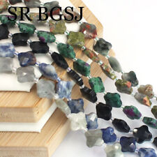 Natural 12mm Four-leaf clover Shape Assorted Gemstone Jewelry Beads Strand 15"