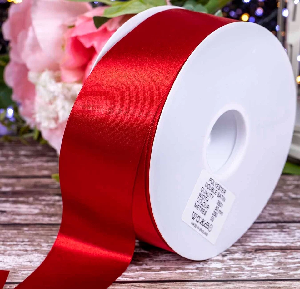 50 METRES ROLL OF 50MM (2") WIDE SINGLE SATIN RIBBON HIGH QUALITY -CHOOSE COLOUR - Image 1 of 1