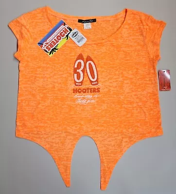 Hooters Women Large (L) Orange Tie Up Top Shirt Celebrating For 30 Years - Image 1 of 4