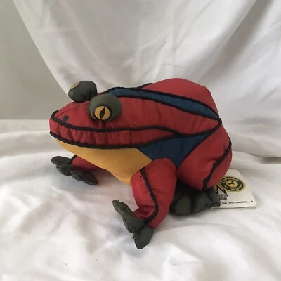 The Manhattan Toy Company Vintage Colorblock Plush Frog Red 1992 Rare With Tag - Image 1 of 4