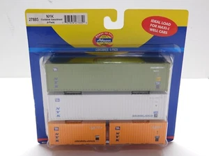 HO 1/87 ATHEARN 27885 NYK ASSORTIMENTO CONTAINER INTERMODALE 20' & 40' (CONFEZIONE DA 4) NUOVO - Foto 1 di 6