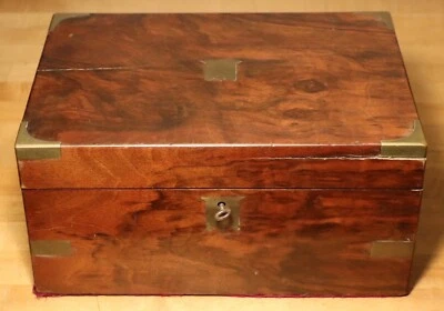 Antique English Georgian mahogany campaign lap desk brass bound - authentic - Image 1 of 4